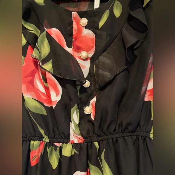 YUNA Red & Black Short Sleeve Midi  Dress With Belt Women's Size L NWT Defect - Picture 4 of 10